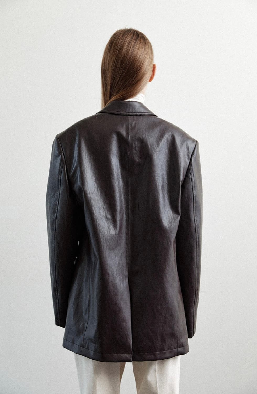 르 Faux leather over-fit blazer (brown) 상품이미지8