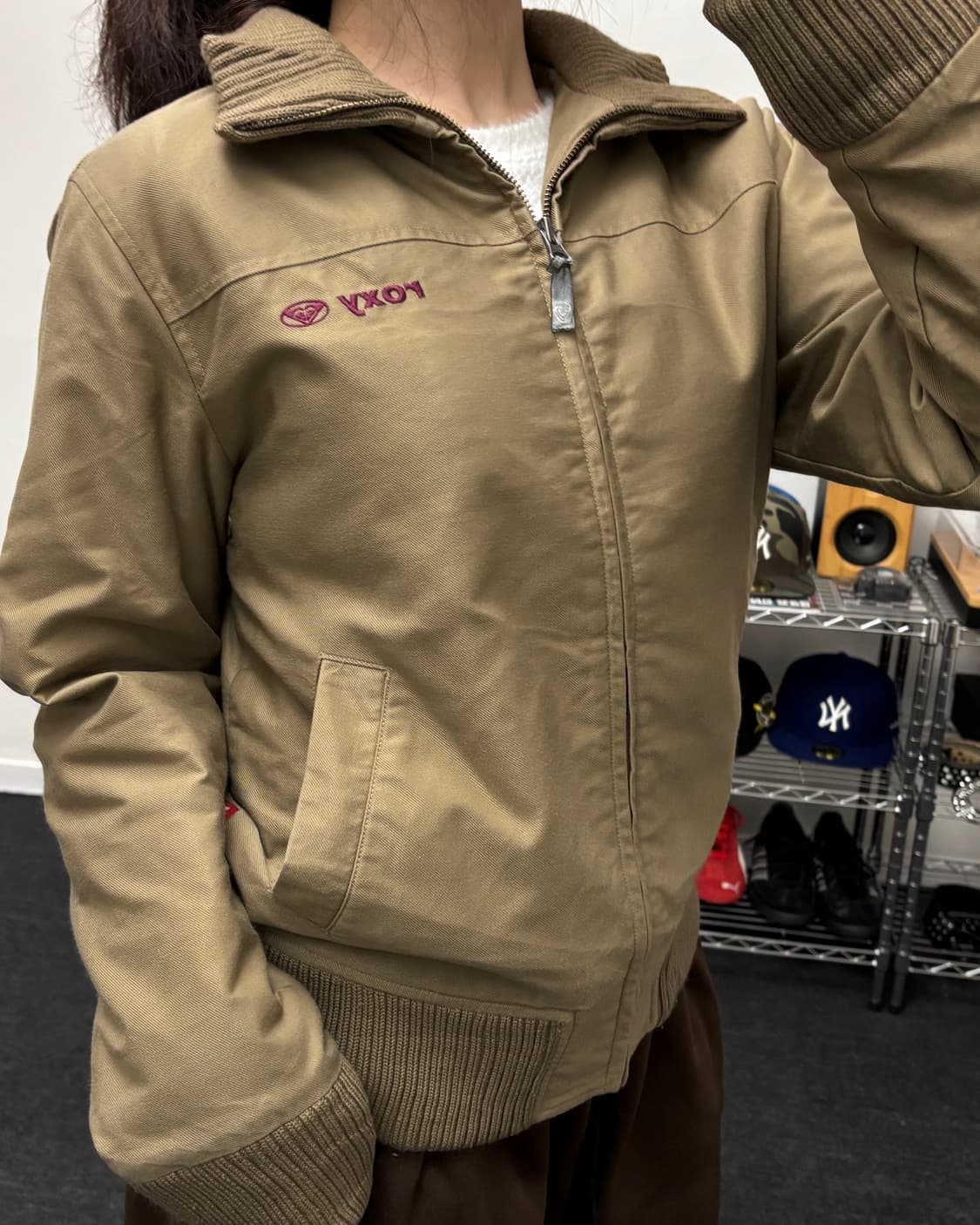 ROXY 베이직 자수로고 코튼 블루종 점퍼 상품이미지2