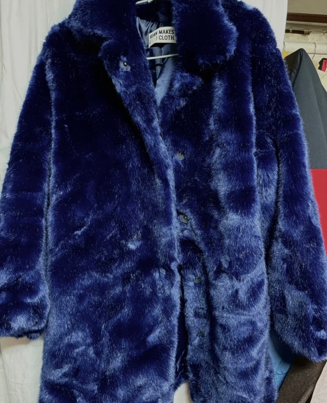 네이비 페이크퍼 코트 상품이미지2