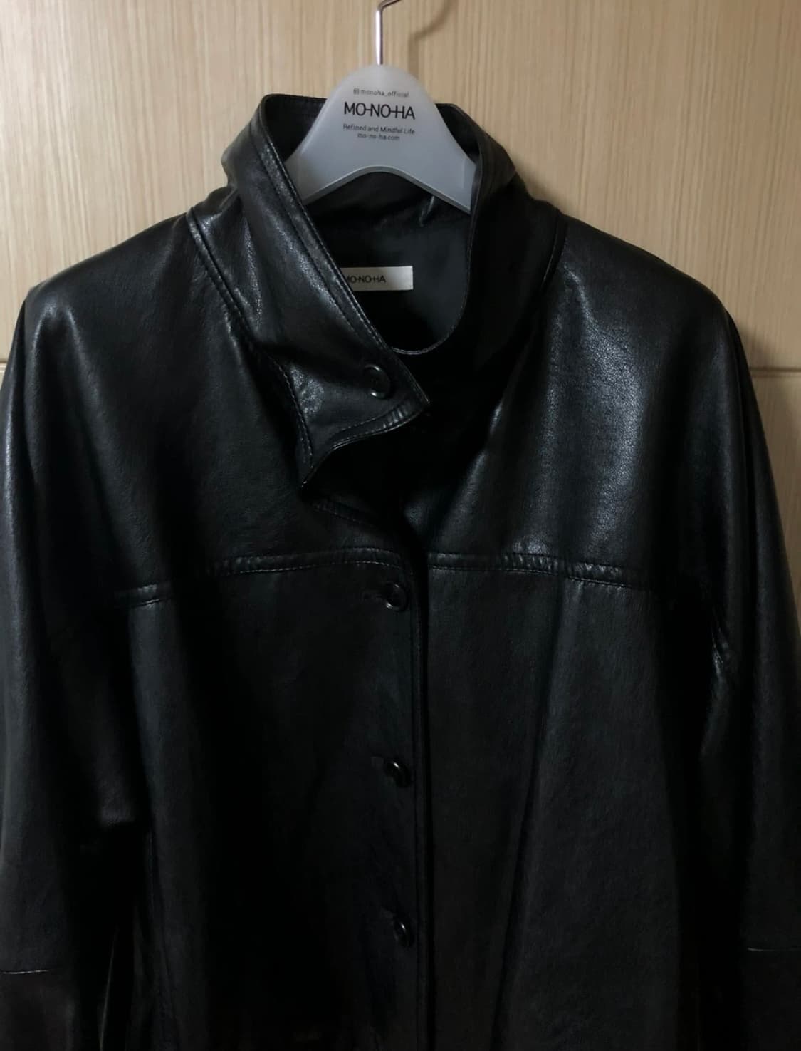 모노하 하이넥 버튼 자켓 블랙 상품이미지2