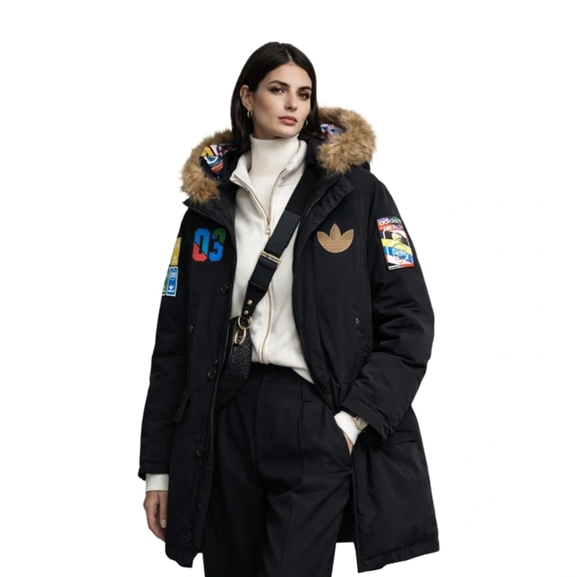 급처상태좋음!아디다스 오리털 남녀공용 뱃지다운 패딩자켓점퍼 럭키슈에뜨st 상품이미지1