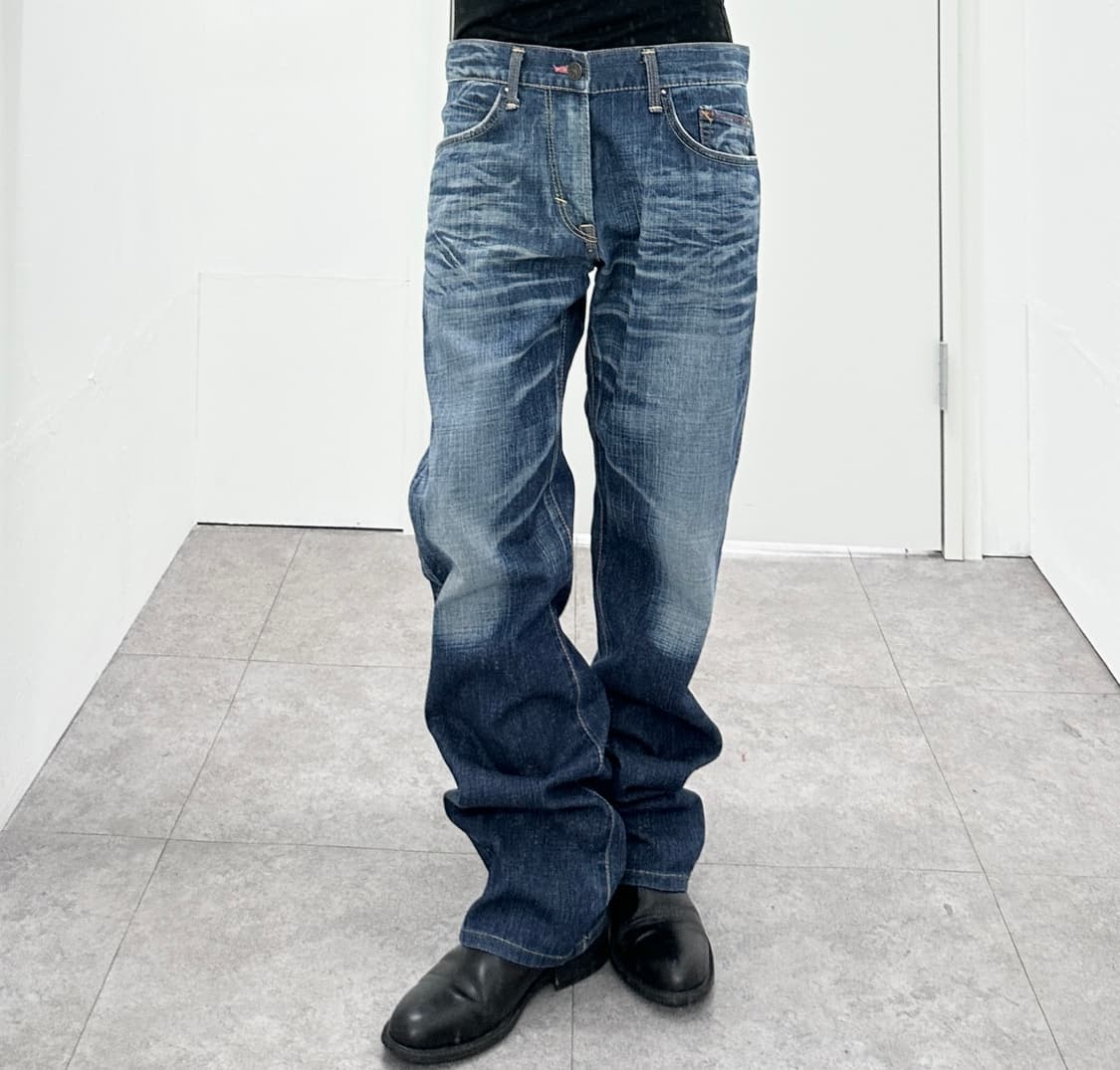 Edwin Blue Trip Leather Trim Back Pocket 상품이미지2