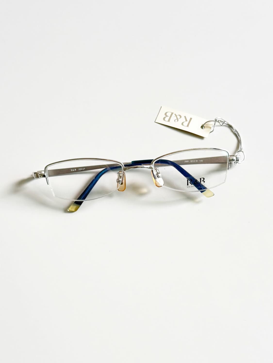 R&B EYEWEAR 실버 반무테 스퀘어 메탈 빈티지 안경 상품이미지2