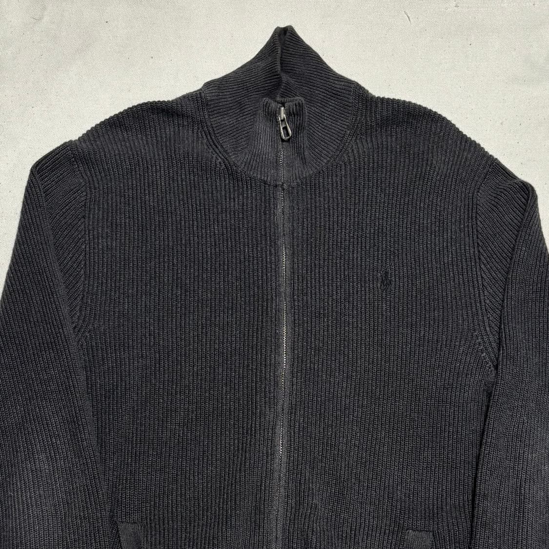 M 폴로랄프로렌 블랙 포니 챠콜 니트 집업 상품이미지1