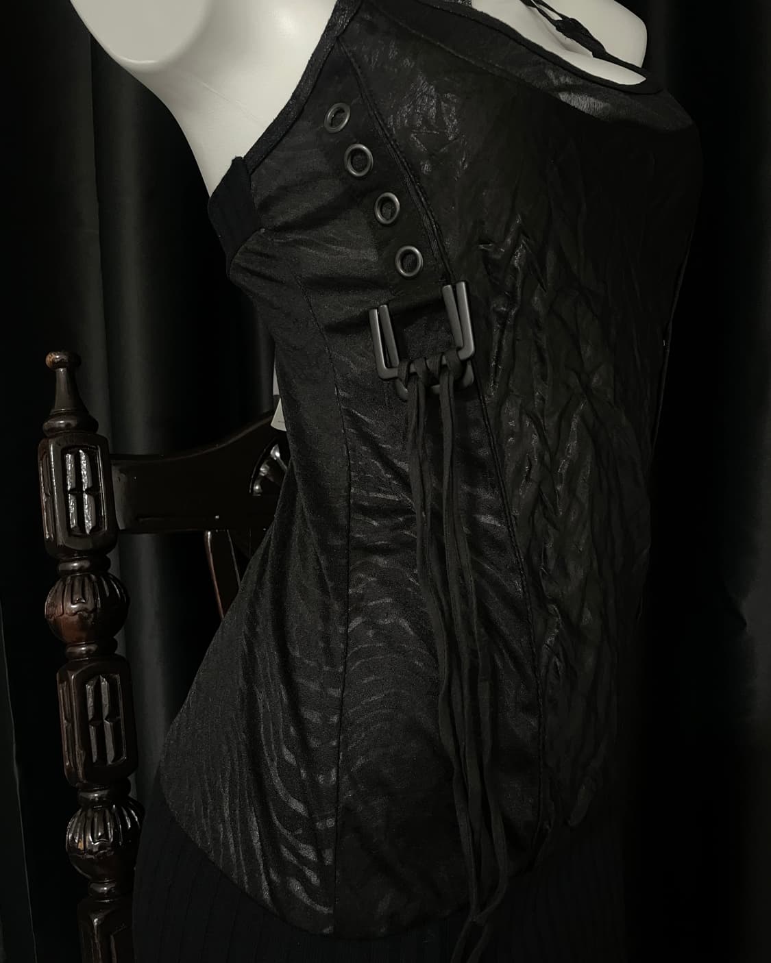 Salvage Strap Lace-up Mini Dress 상품이미지2