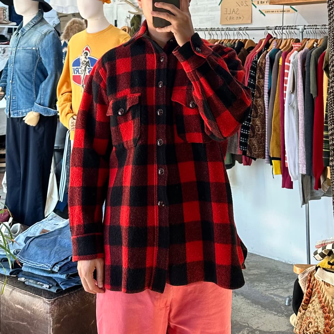 (착용컷) WOOLRICH 울 체크 셔츠 (남성용 100) 상품이미지2