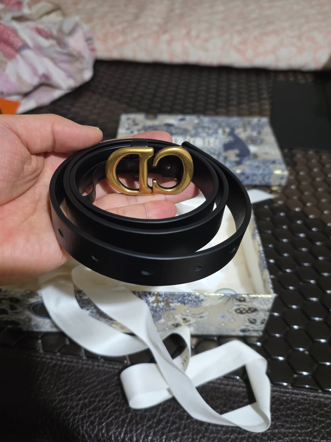 디올 CD 로고 블랙 벨트 상품이미지4