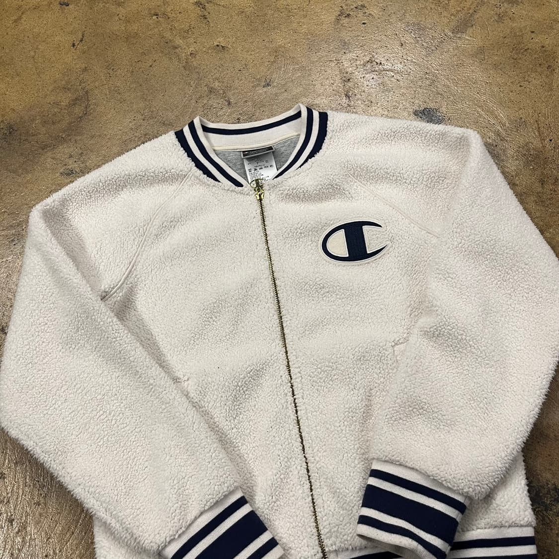 [정품/S] 챔피온 화이트 뽀글이 덤블 집업 자켓 b10 상품이미지1