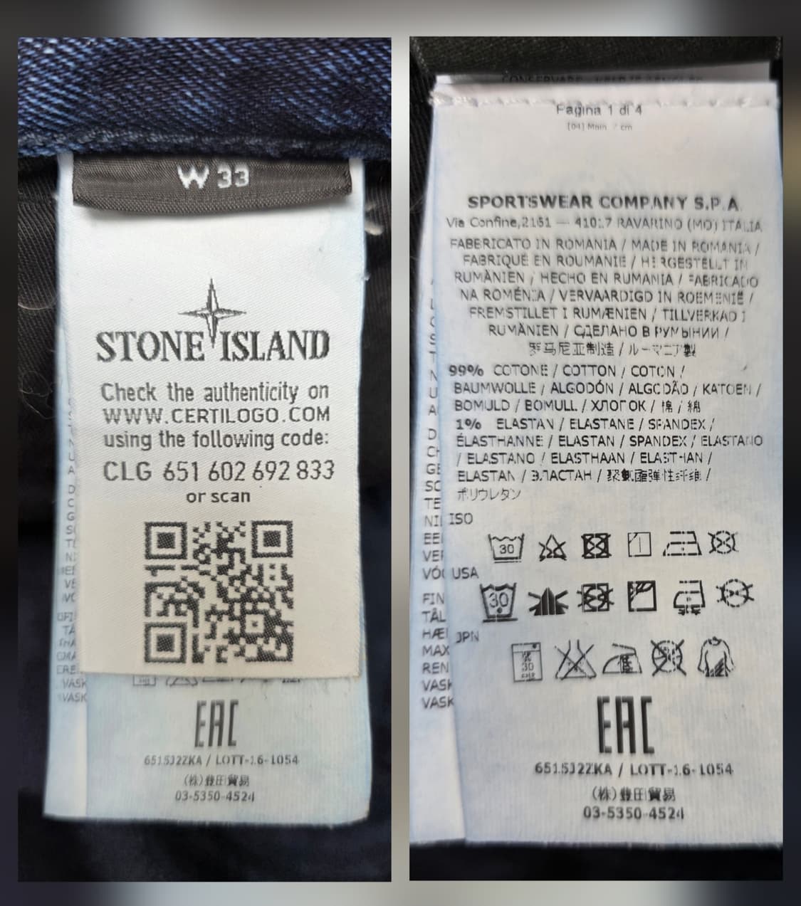 스톤아일랜드 남성청바지 34 워싱진 진청 데님 스키니핏 MM30 상품이미지6