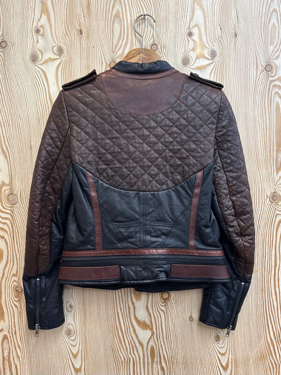 시스템 투톤 레더 라이더 자켓 상품이미지2