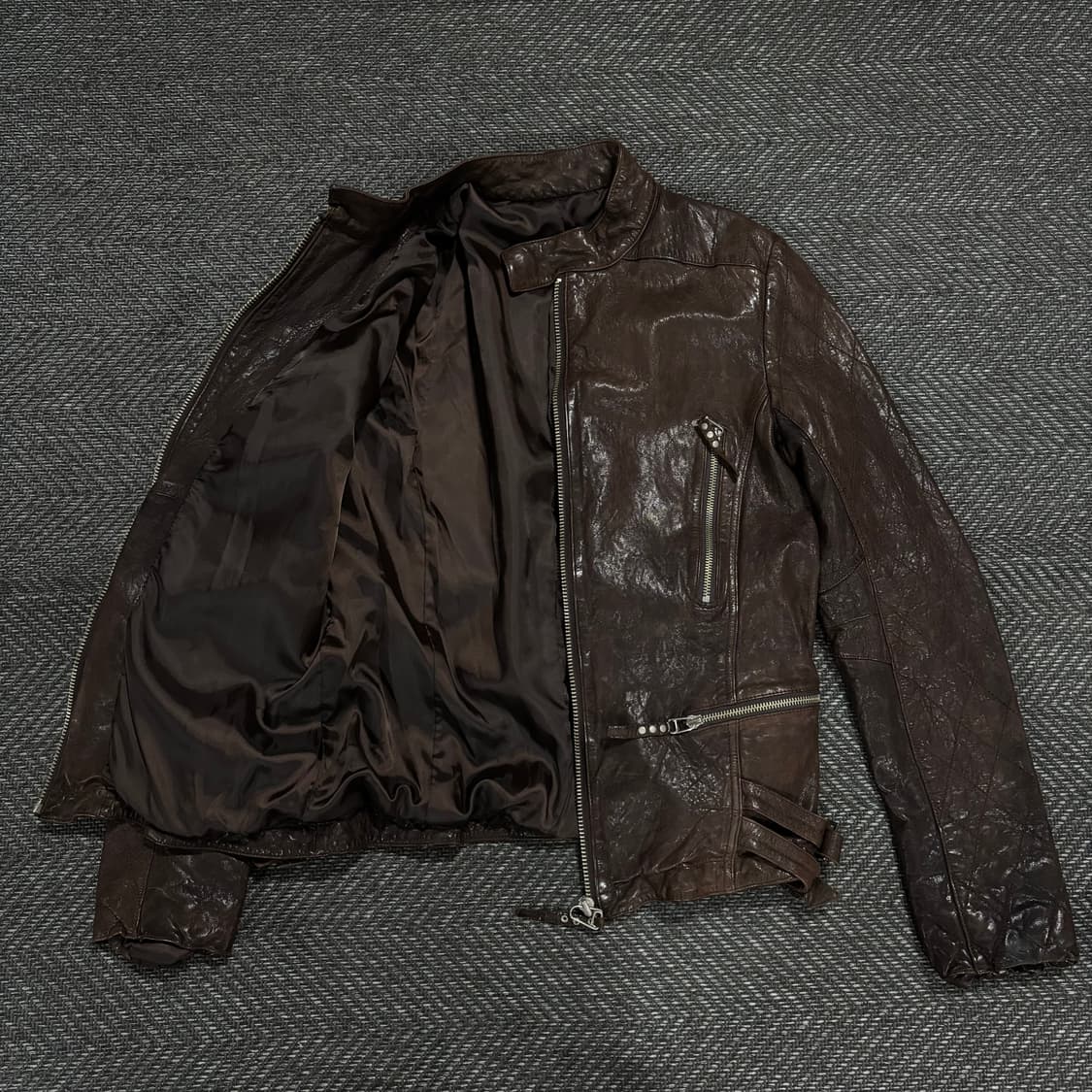 Vegetable sheepskin slim jacket brown 상품이미지3