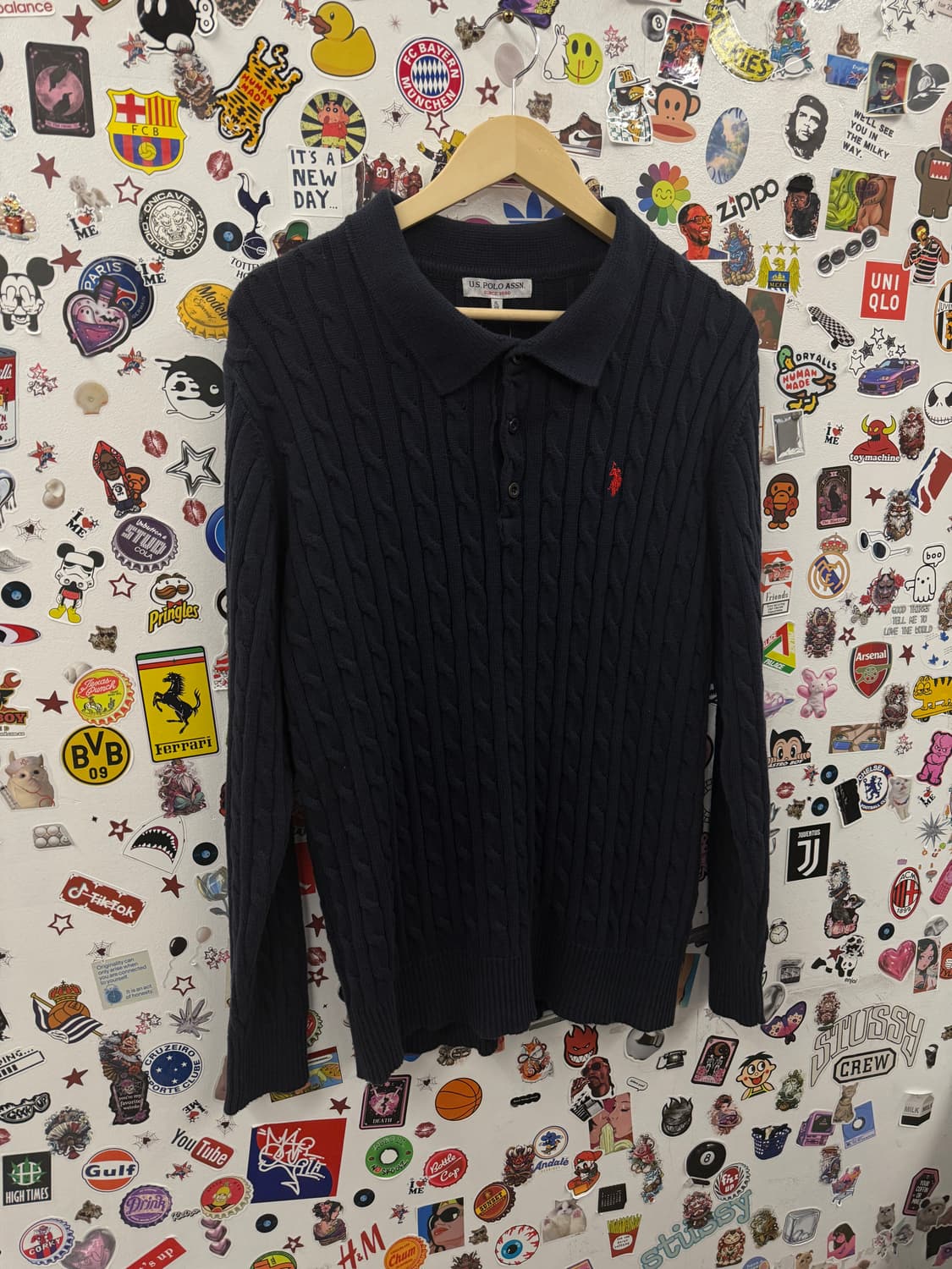 유에스폴로어센 자수 네이비 꽈베기 니트 XL 상품이미지3