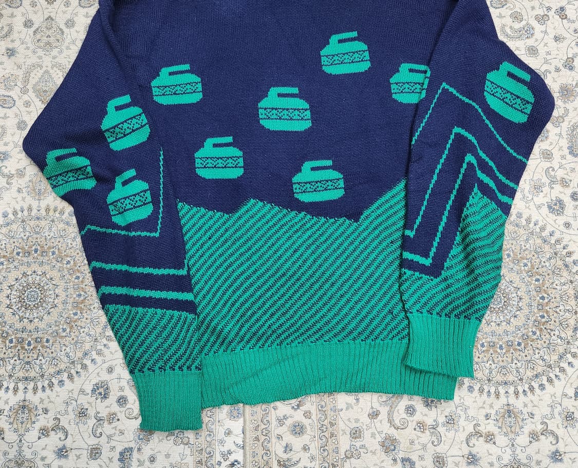 90s ALL 캐나다 빈티지 컬링 패턴 니트 M (크게나옴) 상품이미지2