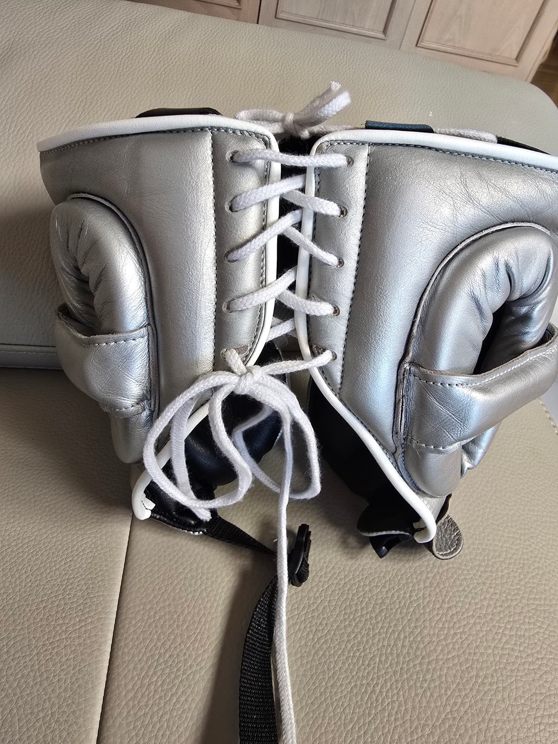 위닝 14온스 네이비실버 + 실버 t 헤드기어L 커스텀 복싱 스파링세트 상품이미지7