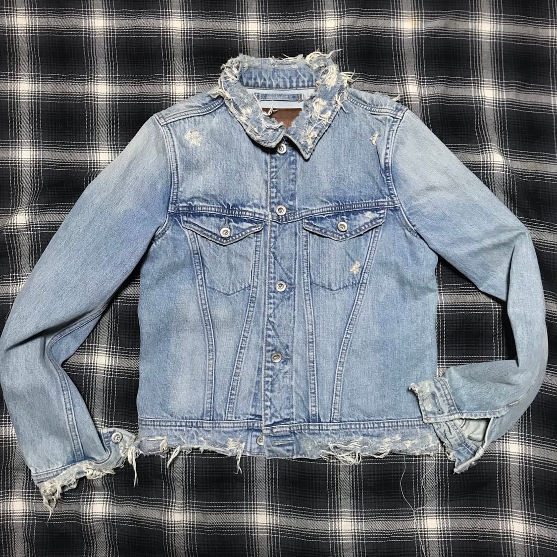 레어 90s 재팬 y2k Goa 디스트레드 데님 자켓 상품이미지1