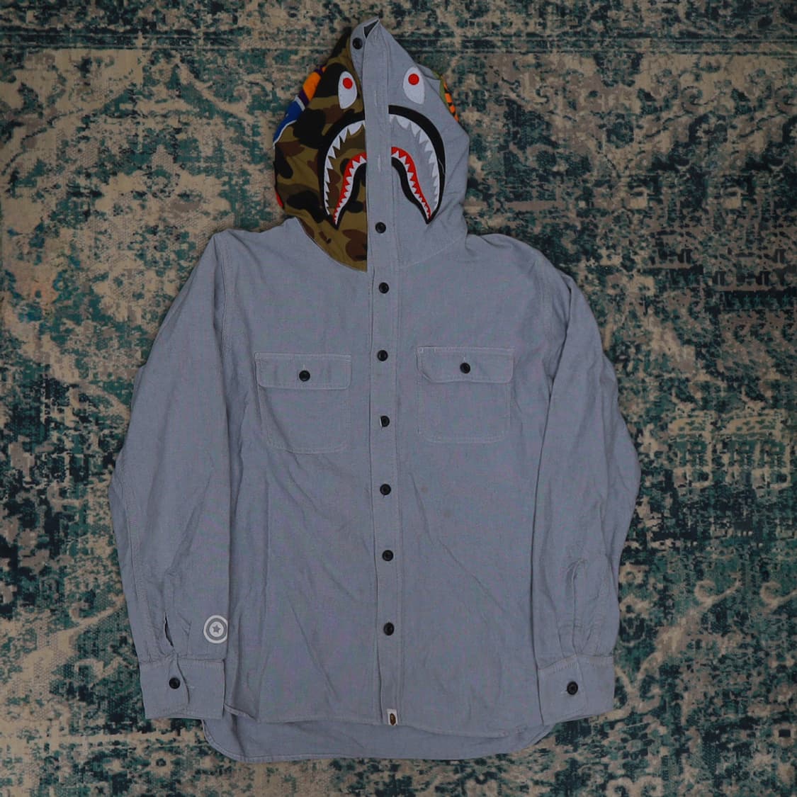 BAPE 베이프 1st 카모 풀오버 샤크 셔츠 후드 XL 상품이미지1