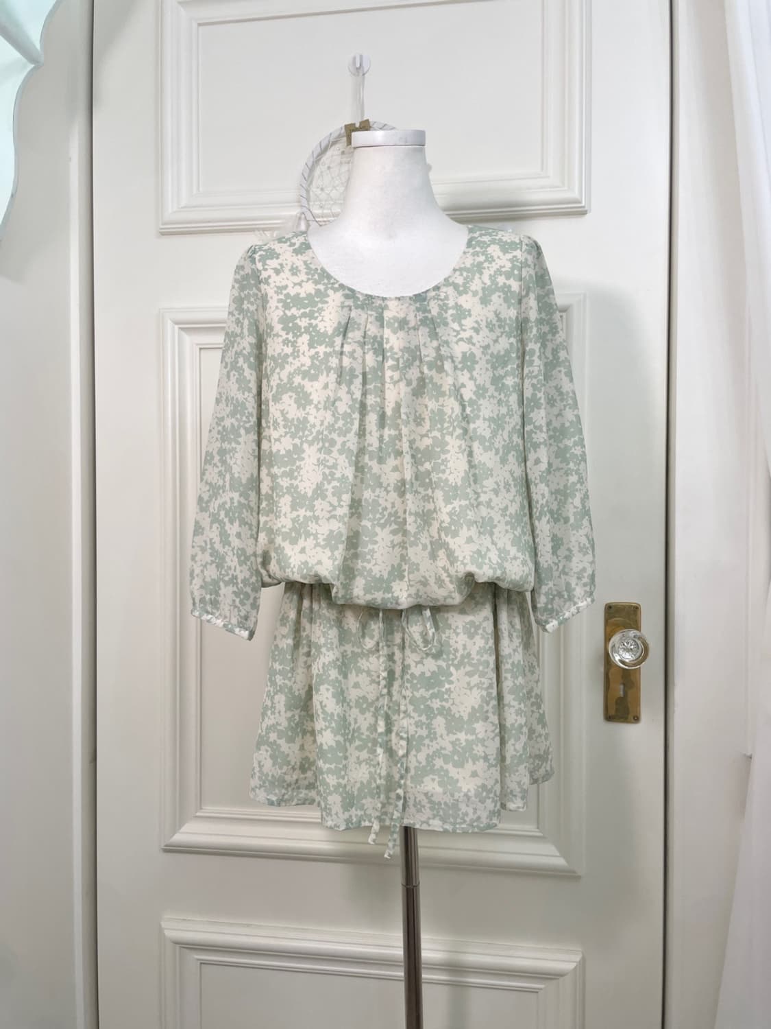 mint ivory flower waist string mini opc 상품이미지1