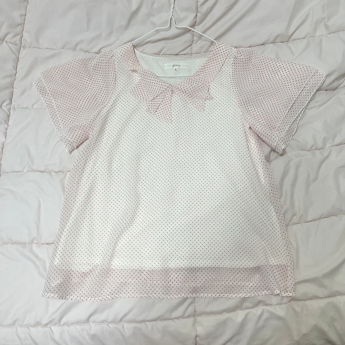 레드 도트 화이트 블라우스 상품이미지1