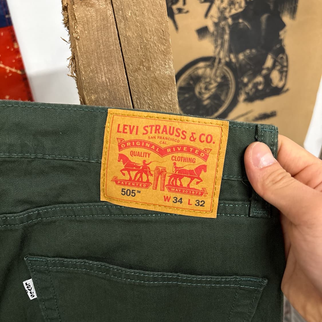 리바이스 화이트탭 505 레귤러핏 그린 스티치 코튼팬츠 N952 상품이미지7