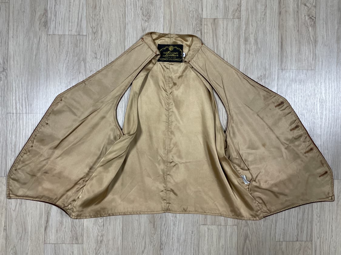 95) 70's 미국제 리얼 가죽스웨이드 웨스턴 베스트 상품이미지5