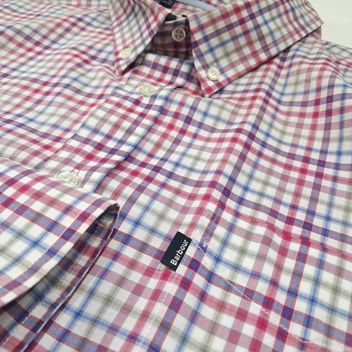 CL534 2XL 바버 포르투갈판 핑크 마이크로체크 버튼다운 셔츠 남방 상품이미지4