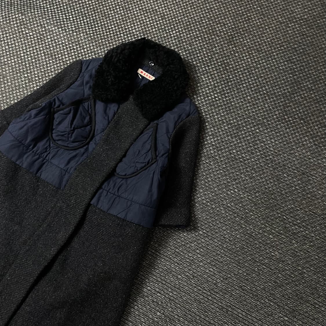 마르니 차콜 네이비 패치 워크 울 롱코트 6 상품이미지4