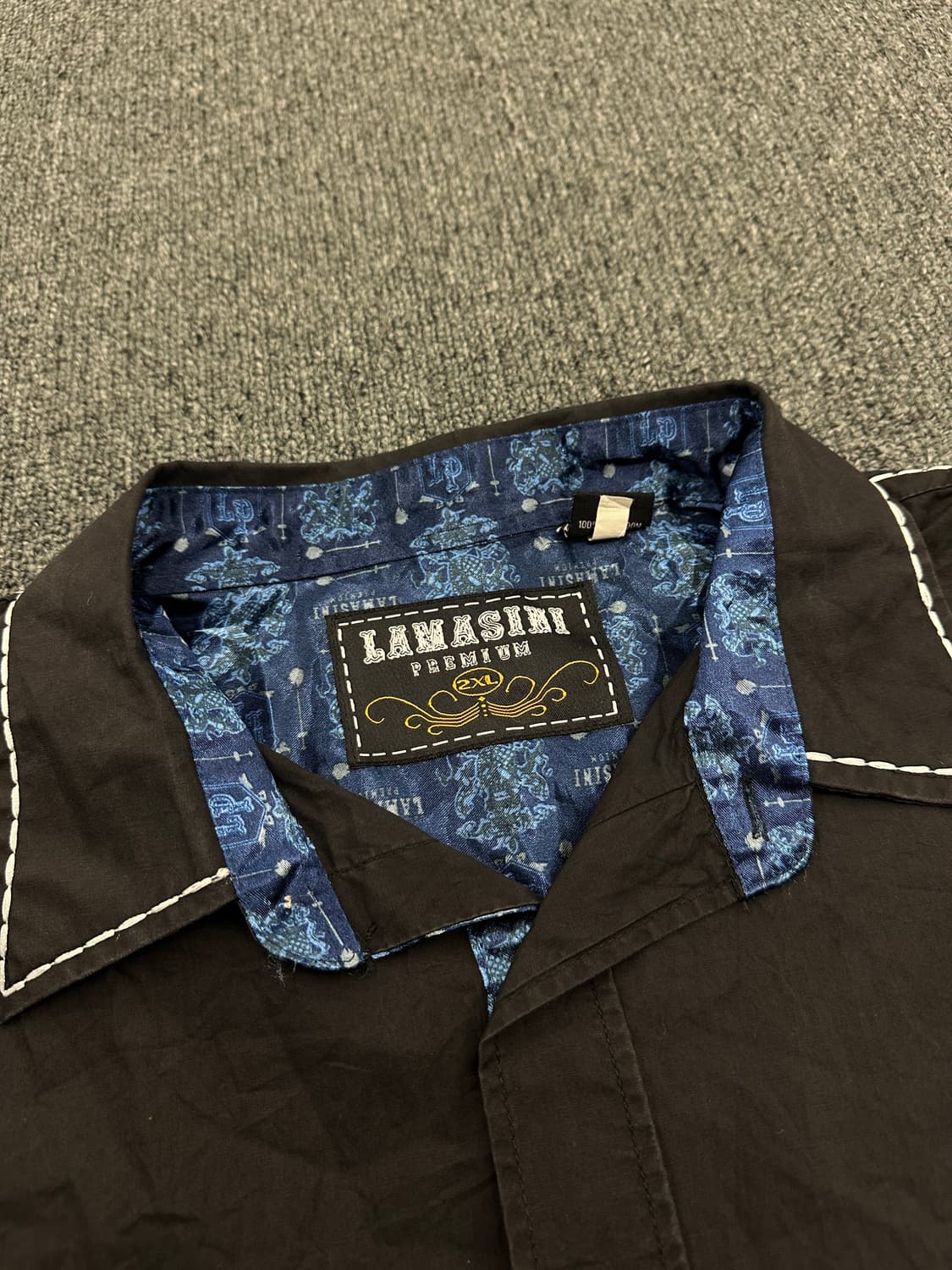 2XL) LAMASINI 빈티지 십자가 자수 셔츠 상품이미지6