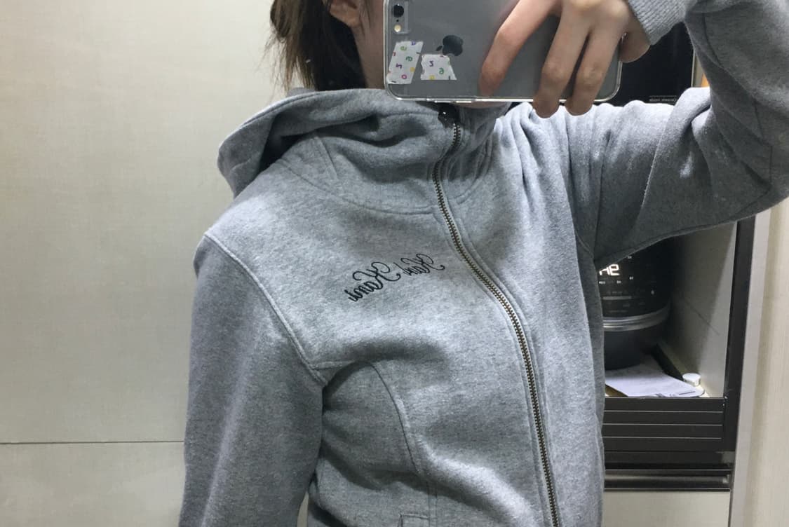 Lettering high neck hood zip-up 상품이미지10