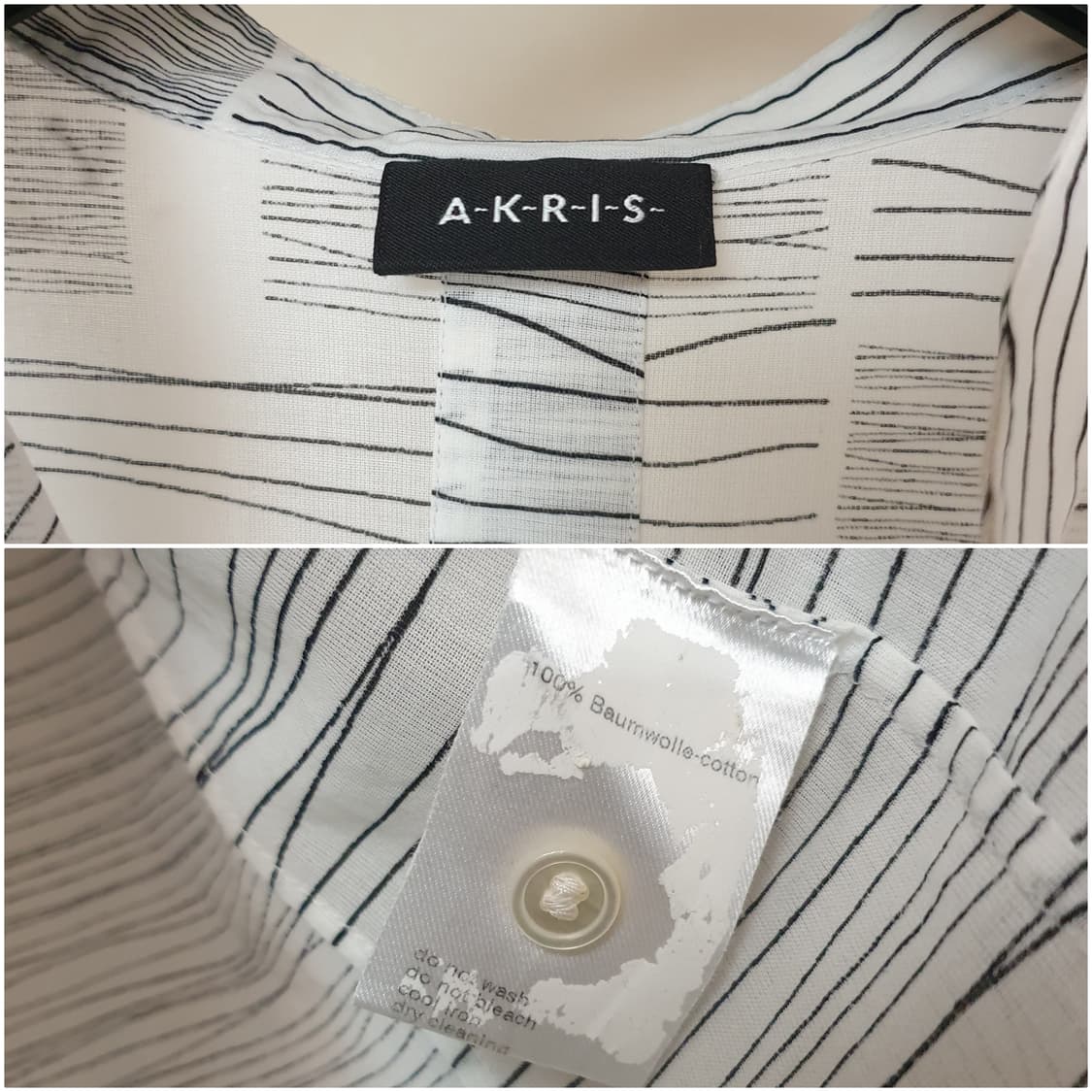 AKRIS 아크리스 시어코튼 추상패턴 언발헴 셔츠 상품이미지8