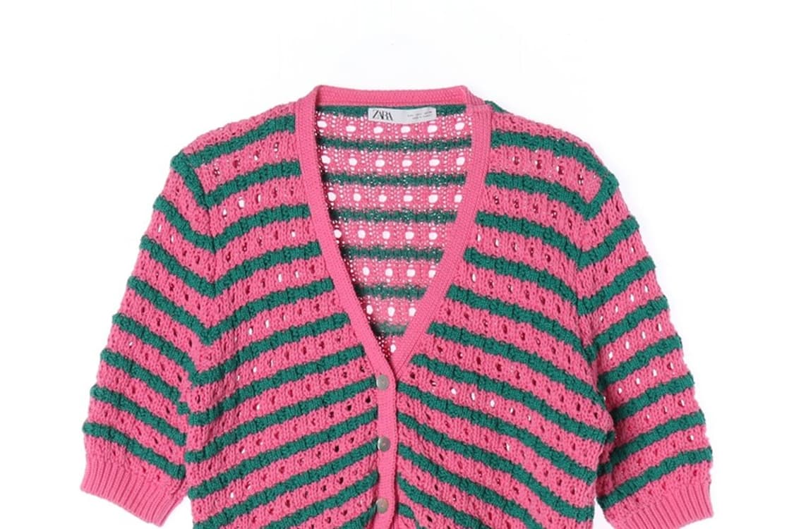 ZARA 스트라이프 크롭 니트 가디건 L 상품이미지3