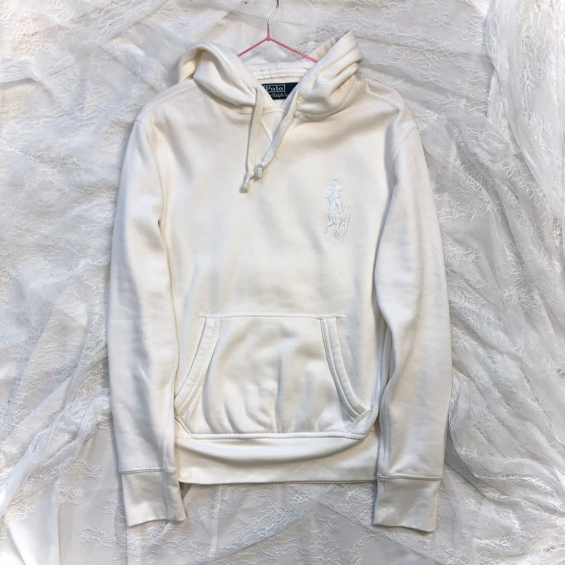폴로 크림아이보리 정핏 빅로고 후디 상품이미지1