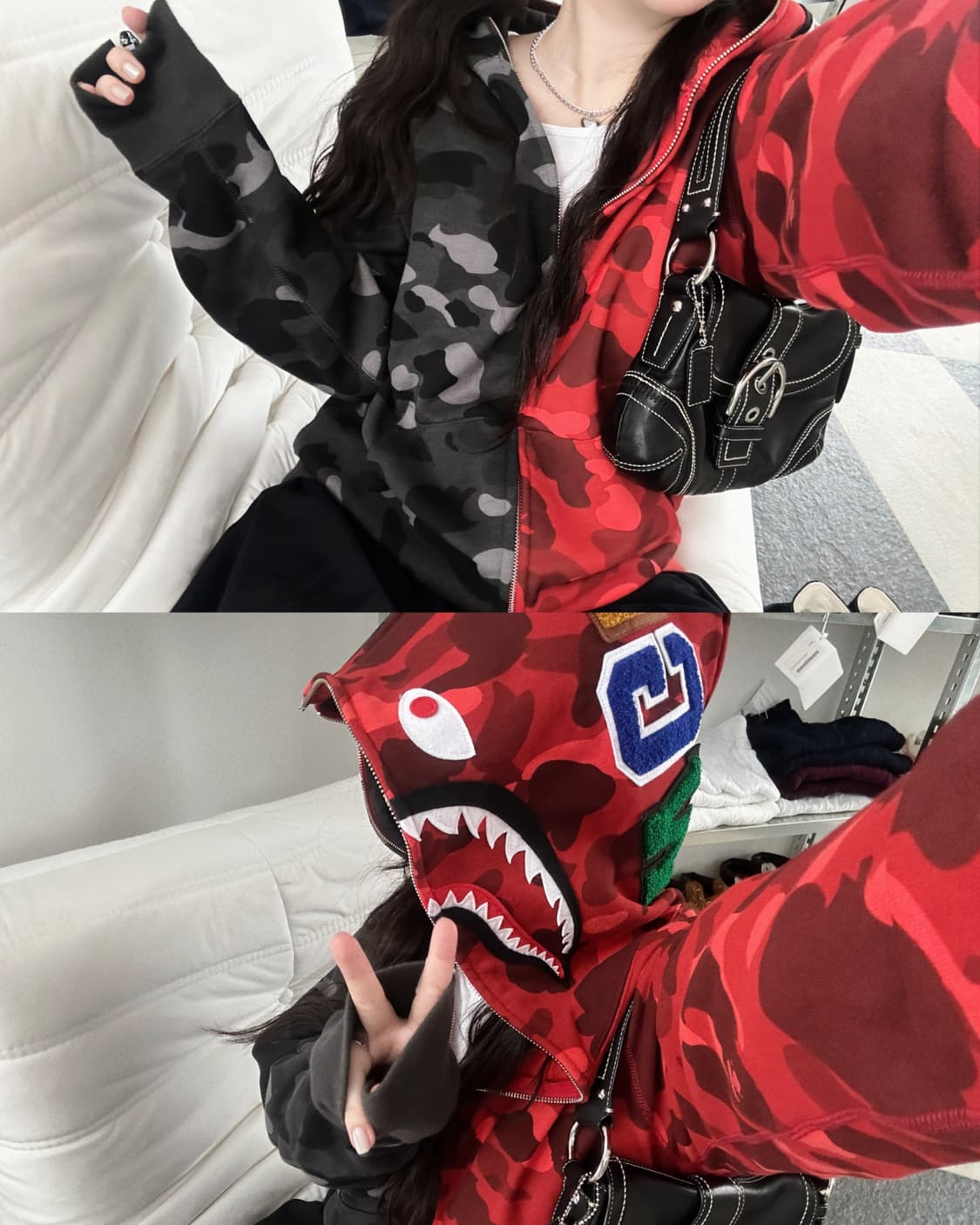 베이프 24FW 적계/흑계 아수라 카모 샤크 후드집업 상품이미지1