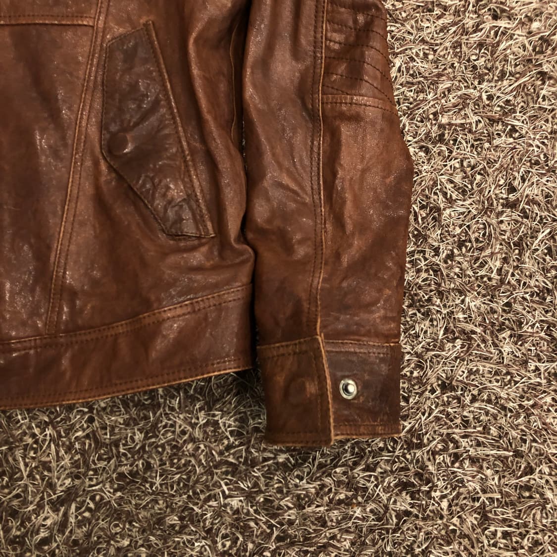 테이트 양가죽 브라운 레더 가죽 자켓 상품이미지3