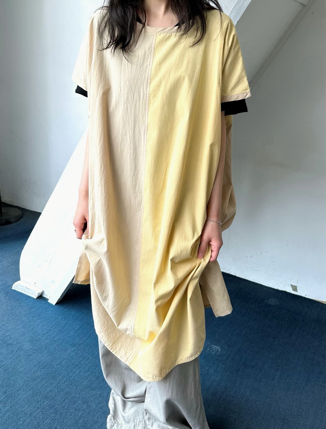 Cotton panel design wide onepiece 상품이미지9