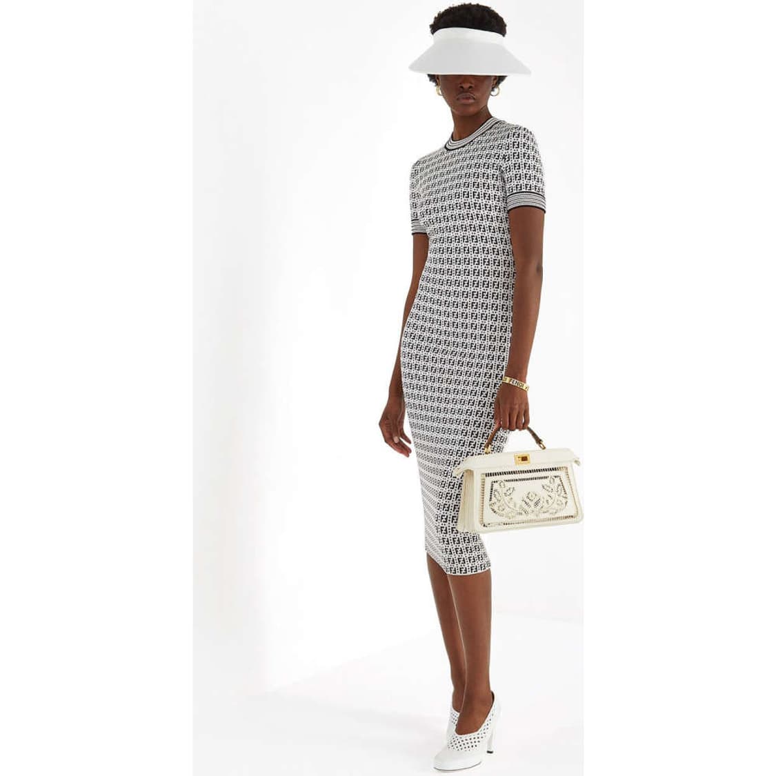 21SS 펜디 화이트 비스코스 니트 드레스 상품이미지4