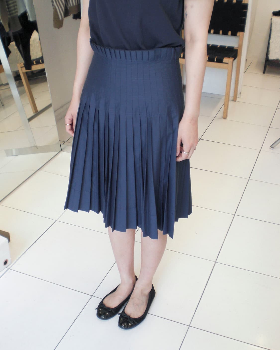 JIL SANDER Navy pleated skirt 상품이미지2