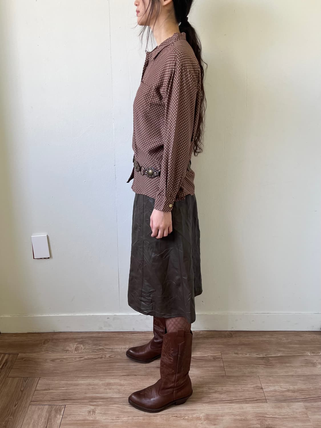 Japan vtg 페이크 레더 스커트 상품이미지8