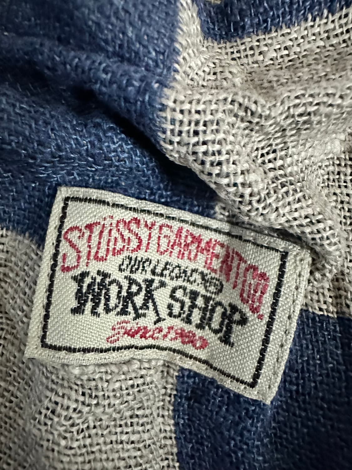 (L) 스투시 x 아워레가시 워크숍 박스 셔츠 블루 그레이 리넨 체크 상품이미지4