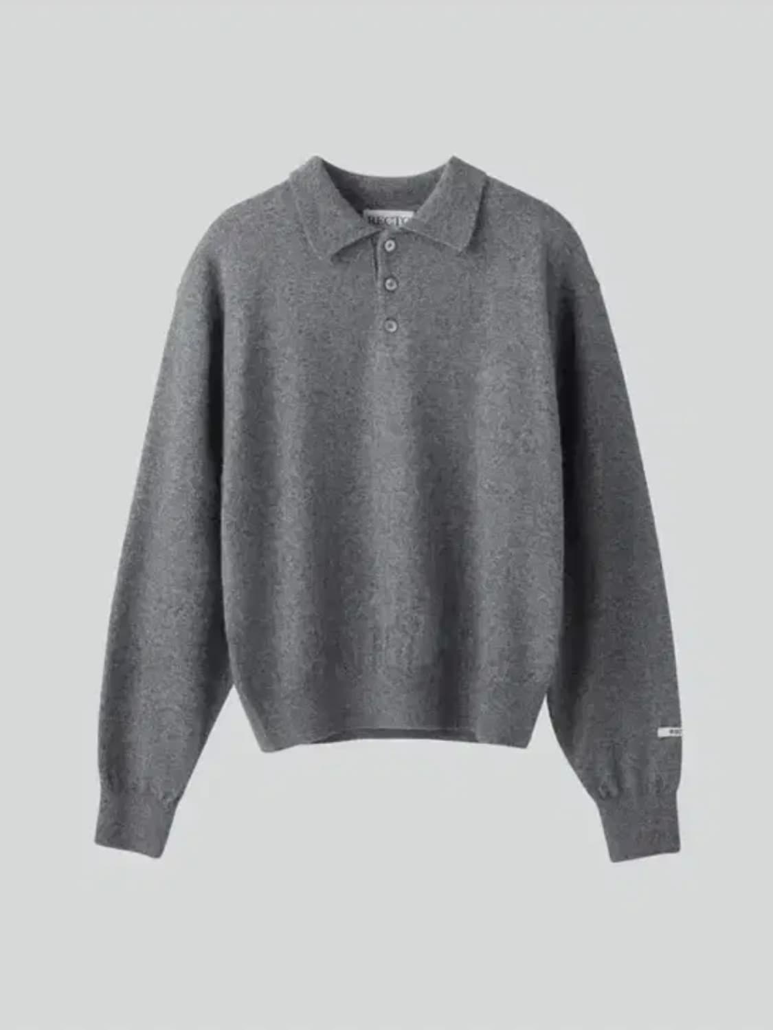 렉토 24FW 오필리아 쉬머 폴로 니트 멜란지 그레이 L 상품이미지1