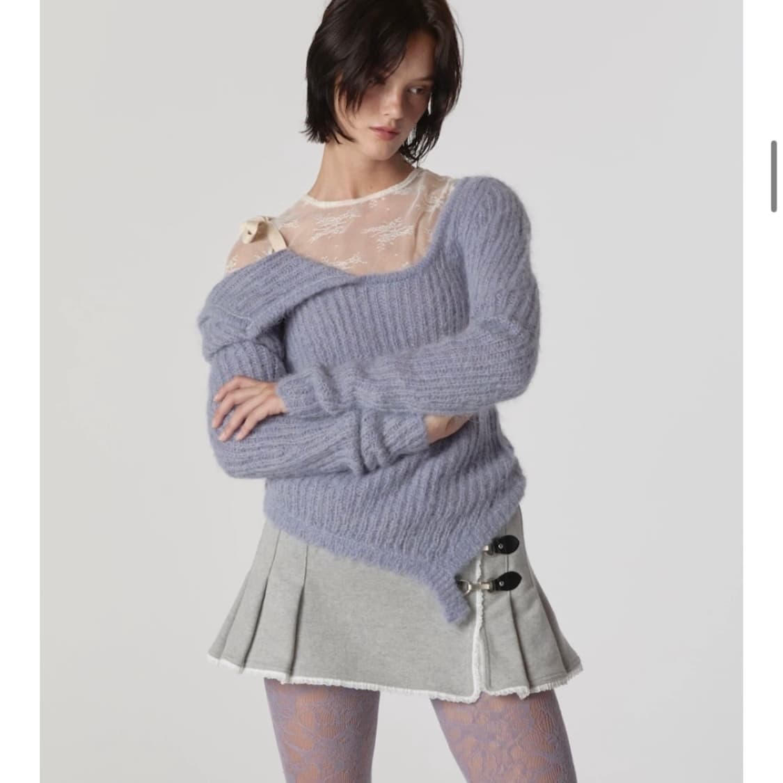 글로니 오프숄더 니트탑 애쉬퍼플 상품이미지3