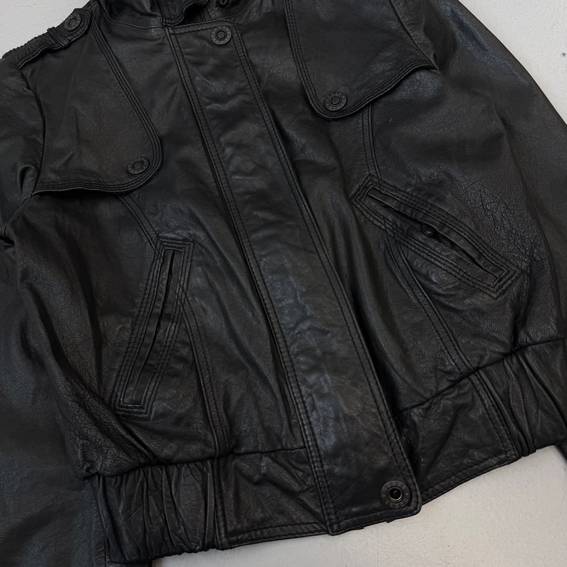 램스킨 양가죽 하이넥 락 시크 크롭 리얼 레더 가죽자켓 상품이미지5