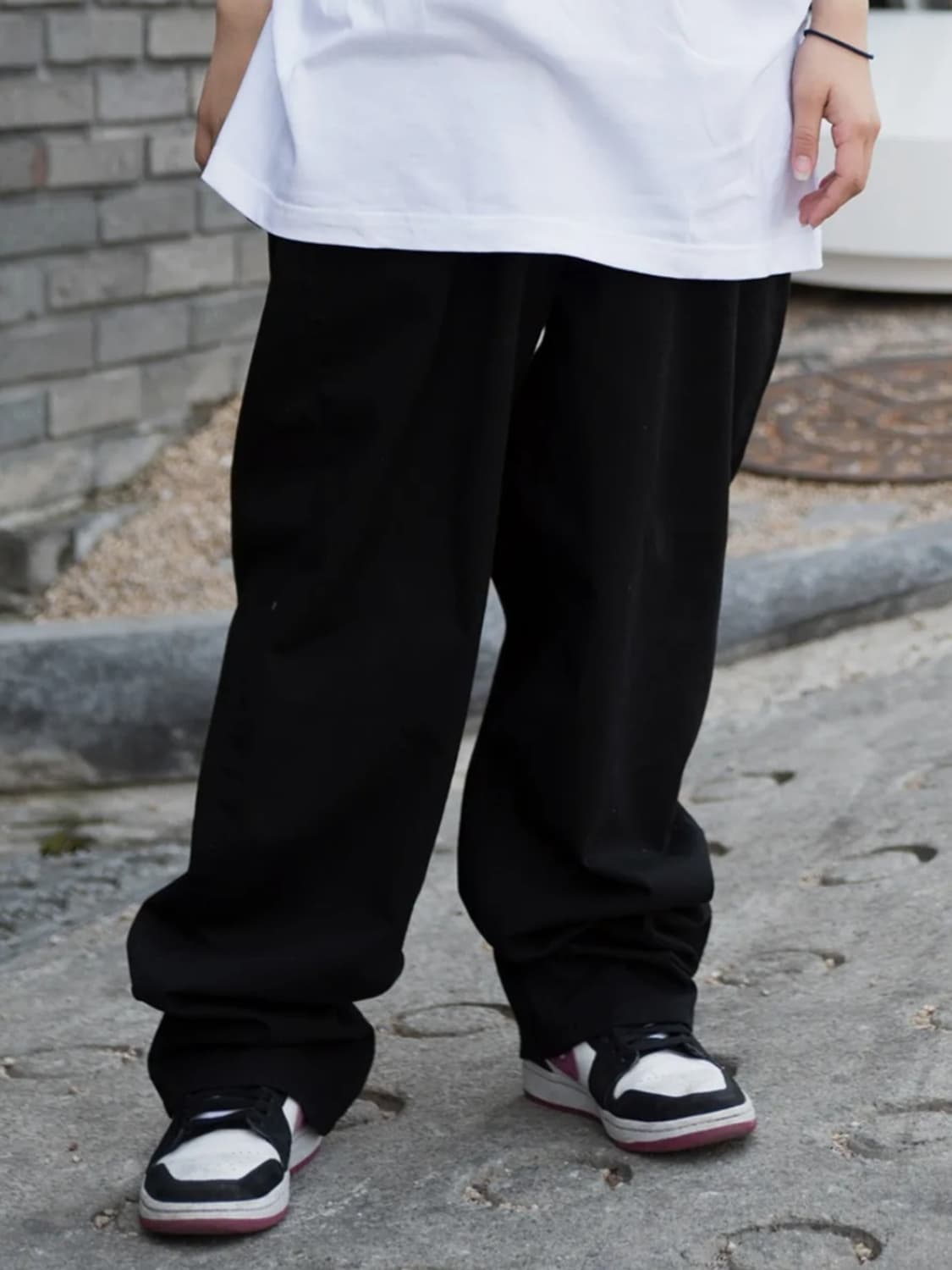 [새상품][M] 비에스래빗 미드90 배기 코튼 팬츠 블랙 상품이미지3