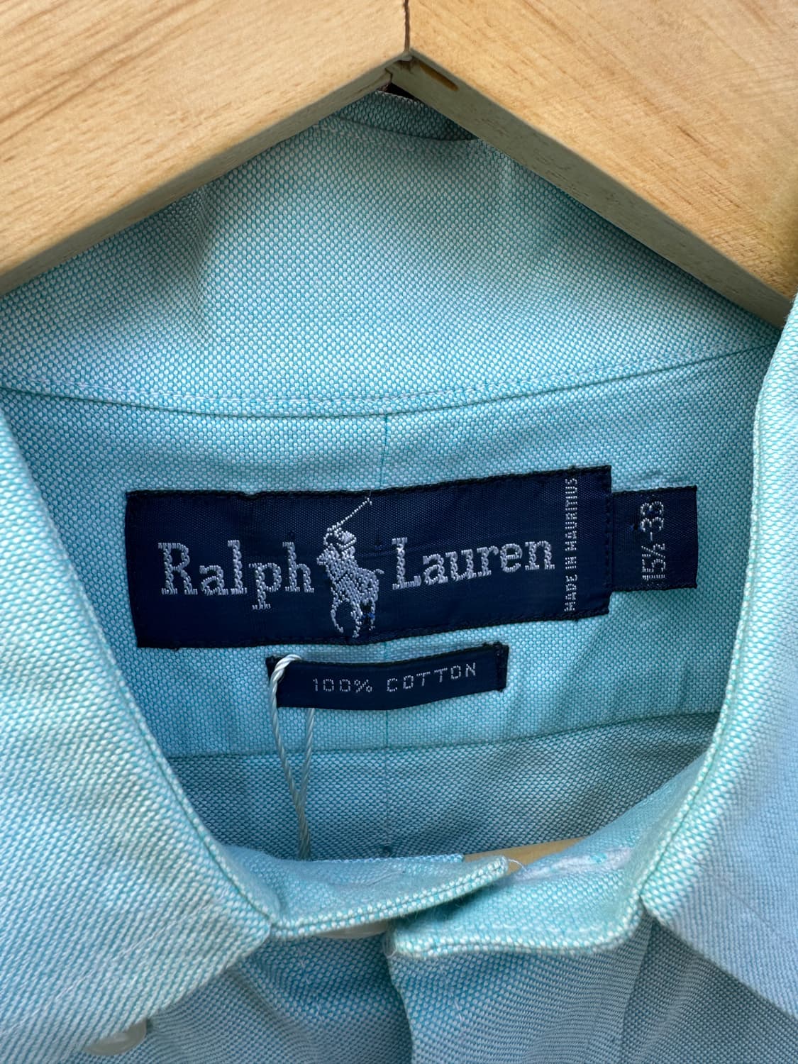 80~90s 폴로 랄프로렌 빈티지 빳빳한 코튼 셔츠 하늘색 105 상품이미지4