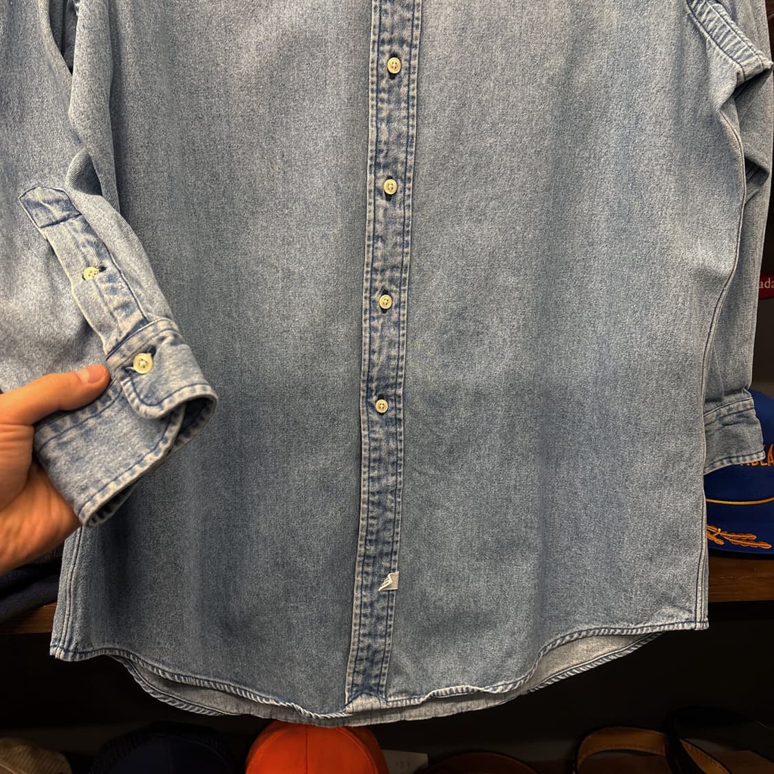 90s 폴로 랄프로렌 레드포니 버튼다운 클래식 데님 셔츠 N322 상품이미지4