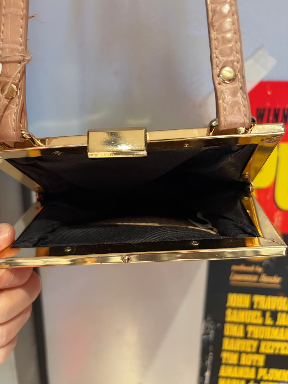 악어 패턴 베이지 메탈 크로스 미니백 상품이미지7