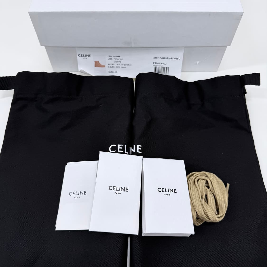 [미사용/250] 셀린느 파타판 캔버스 레이스업 부츠 샌드 베이지 상품이미지9