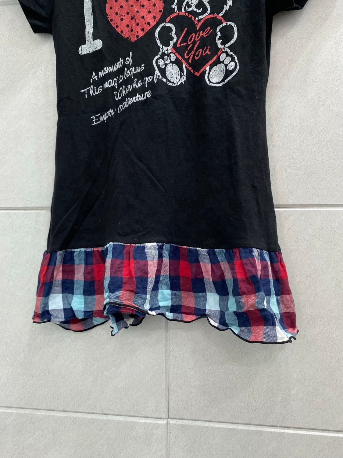 2000s Kitsch Mood Check Layered Slim Tee 상품이미지3