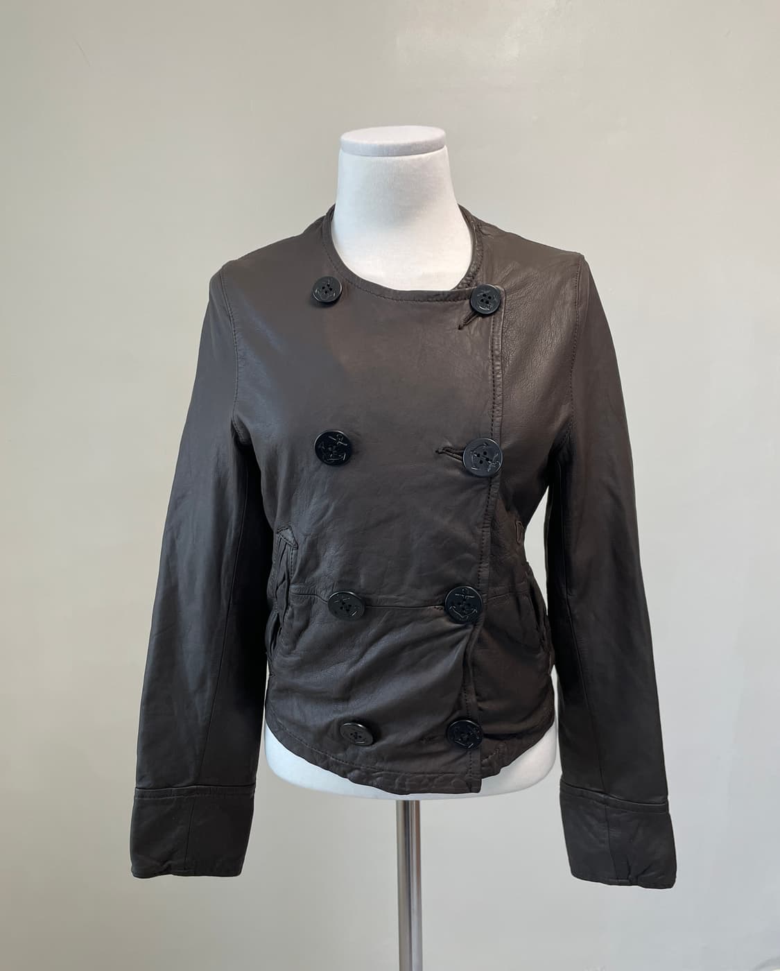 빈티지 Blanc 브라운 양가죽 레더자켓 y2k goa J03919 상품이미지1