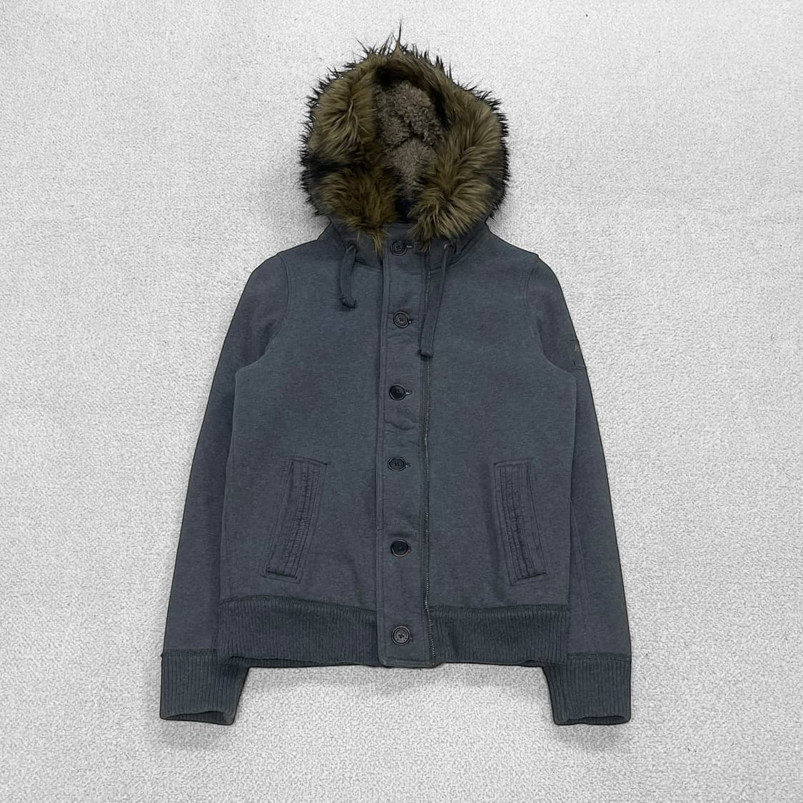 아베크롬비 울프죠 퍼 후드집업 그레이 상품이미지1