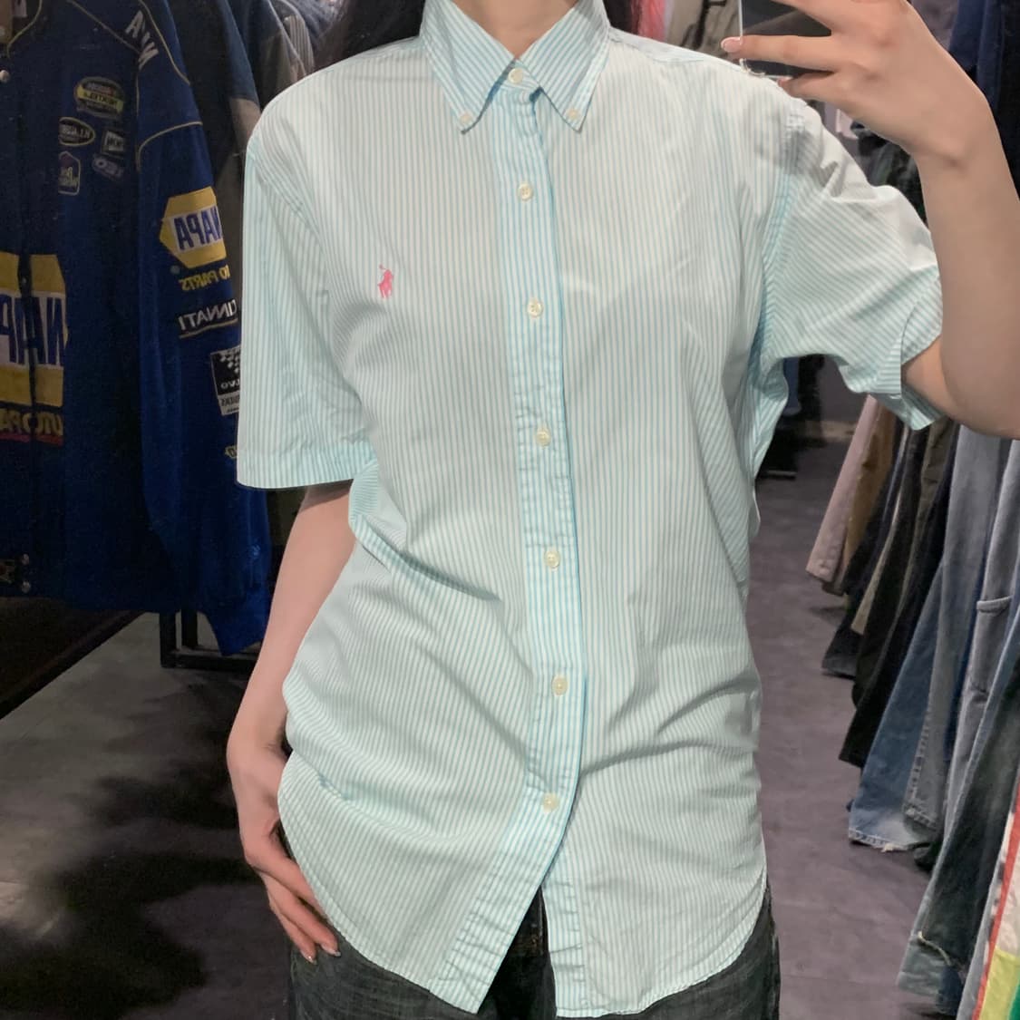 [IM] 폴로 랄프로렌 반팔 스트라이프 셔츠 민트블루 상품이미지4